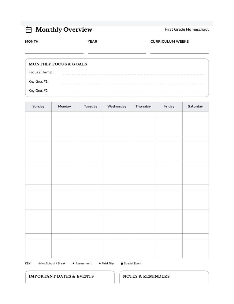 Planning Templates – Firstgrader.org